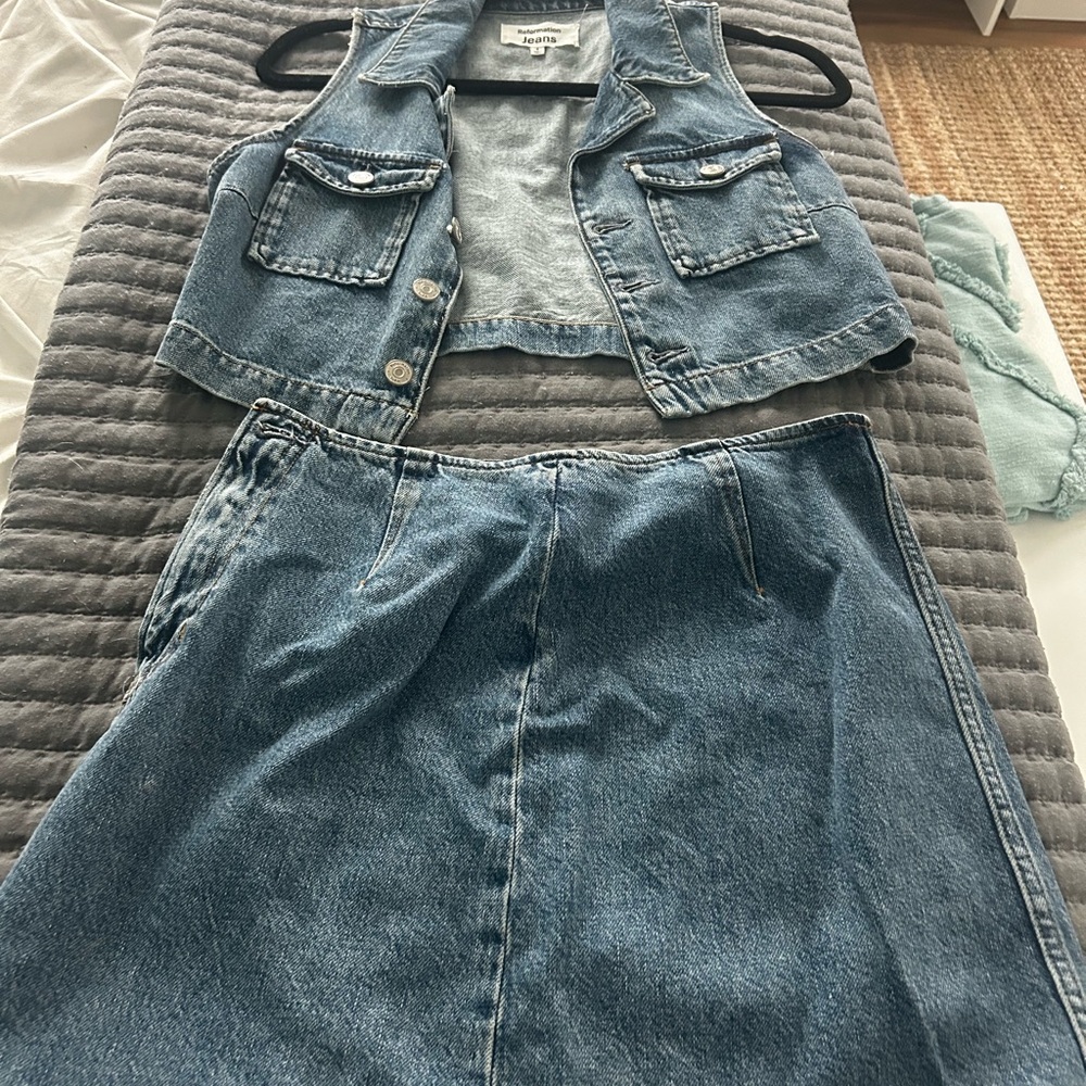 Denim Vest and Skirt Set